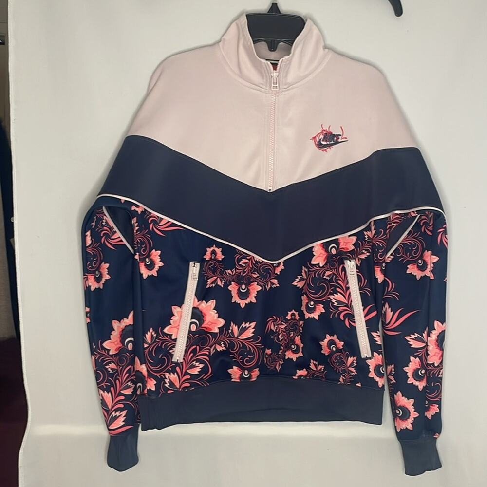 Nike floral blue and pink quarter zip pull over sweatshirt